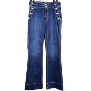 Current Elliott Sailor Jeans Women 31 Wide Leg Flare Dark Wash Nautical Boho